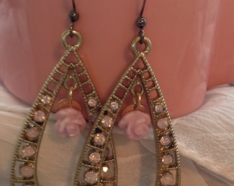 Items Similar To Pink Chandelier Earrings On Etsy