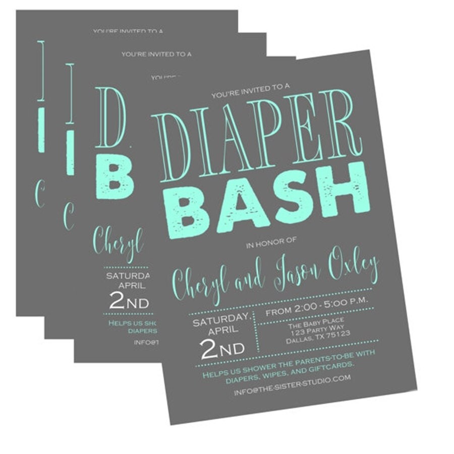 ANY COLOR Diaper Shower Invitation Baby Shower Invitation