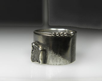 raw diamond ring, rough diamond men ring, contemporary, sculptured, industrial