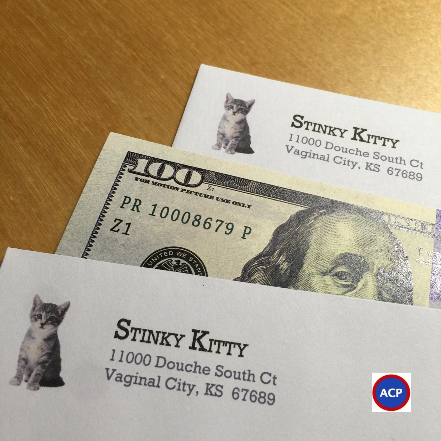 2x Gag Funny Prank Joke Envelopes Stinky Kitty FREE by ACPoneBay