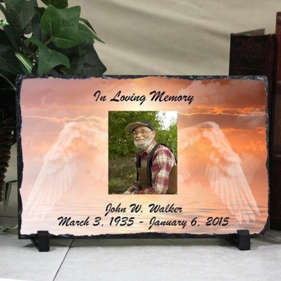 Personalized Angel Wings Memorial Plaque In Memory Photo