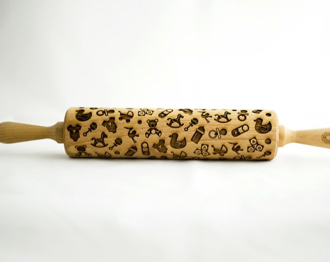 BABY SHOWER rolling pin + 4 x Gift Free ! , embossing rolling pin, engraved rolling pin for a gift, new kids, new kid, new baby, laser