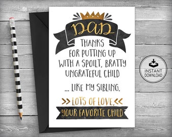 Dad Birthday Card | Birthday Card for Dad | Birthday | Fathers Day Card | Father's Day | Printable Card | Instant Download - Favorite Child