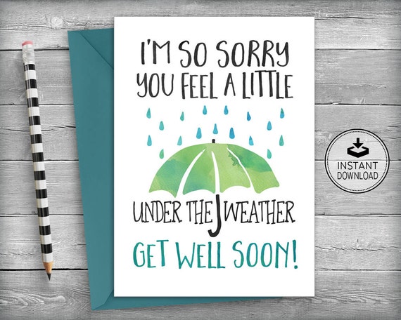 Get Well Soon Card / Get Well Card / Printable Card / Speedy