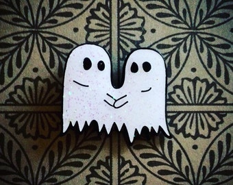 2 Ghosts 1 Sheet Glitter Enamel Pin