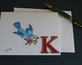 Bluebird Note Card, Free Gift Wrap, Personalized Note Card, Blank Note Card