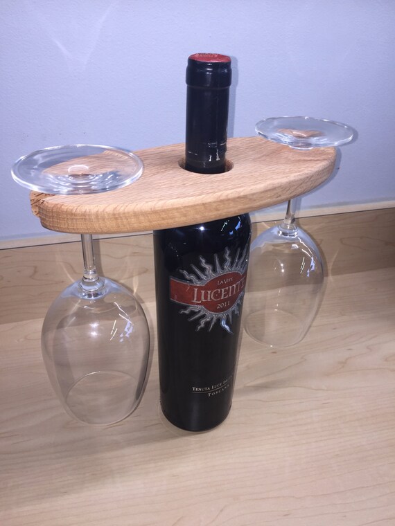 Items similar to Oak Wine Glass Bottle Topper on Etsy