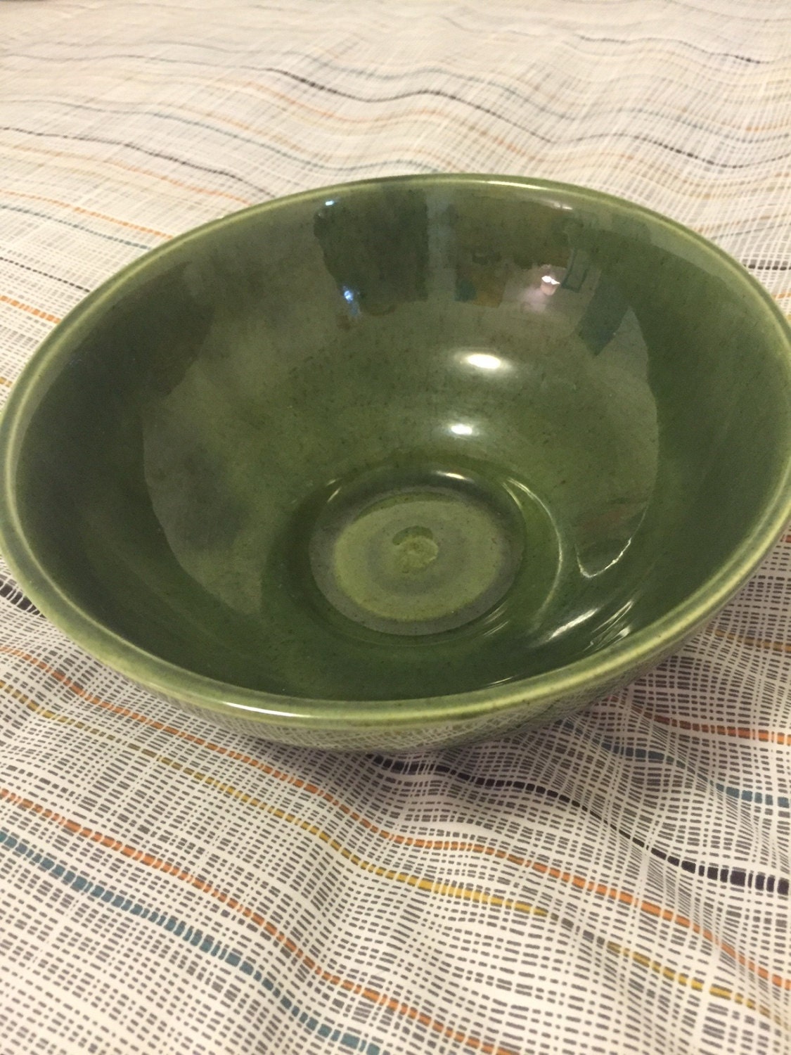 Haeger USA 101 Olive Green Ceramic Bowl Unblemished 8