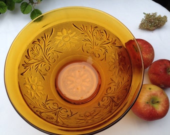 Vintage Amber Indiana Glass Serving Bowl