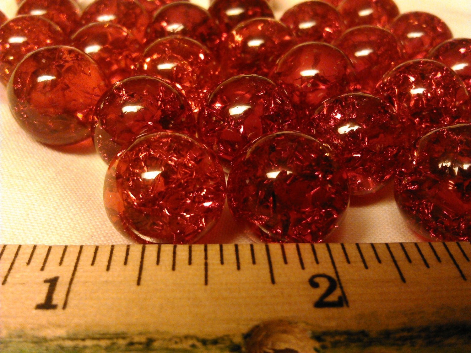 10 cracked clear red glass marbles 1/2 inch from NaturalBeautiesEtc
