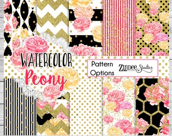 Gold and Pink floral Pattern Vinyl HEAT TRANSFER or ADHESIVE, Printed Vinyl Printed HTv