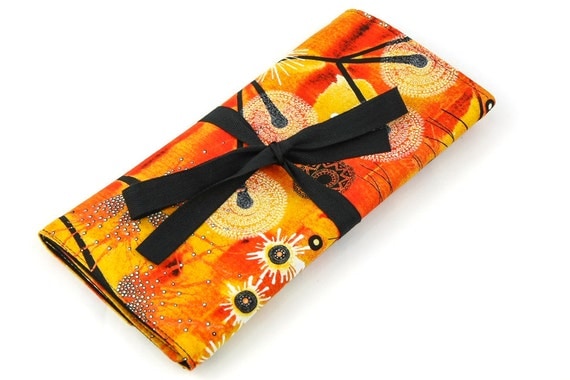 SHORT Knitting Needle Organizer Case - Bellflower - 24 black pockets for circular, double pointed, interchangeable or travel