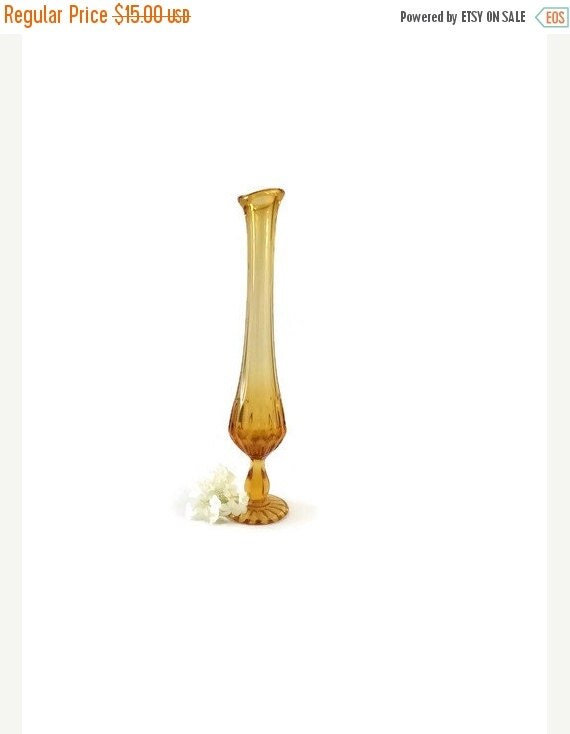 Vintage Amber Stretch Glass Vase by MomsantiquesNthings on Etsy