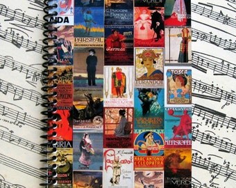 Opera Poster Mosaic Spiral Bound Journal, Writing Journal, Blank Sketchbook, Pocket Notebook A6, Cute 4x6 Inches Diary, Paper, Gift Under 20