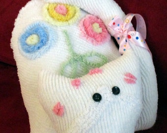 MomCat made from Vintage Chenille Bedspread