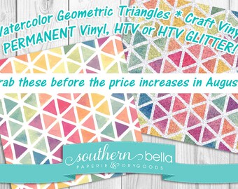12x12 Watercolor Geometric Triangles * Regular, HTV or HTV Glitter Vinyl * Craft Vinyl * 12x12 Craft Vinyl Sheet*Glitter HTV Item Wc0003