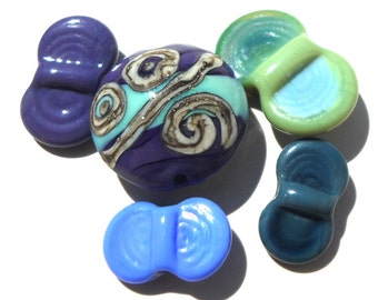 Wing Ding Lentil Mix Number 1- handmade lampwork glass winged and lentil bead