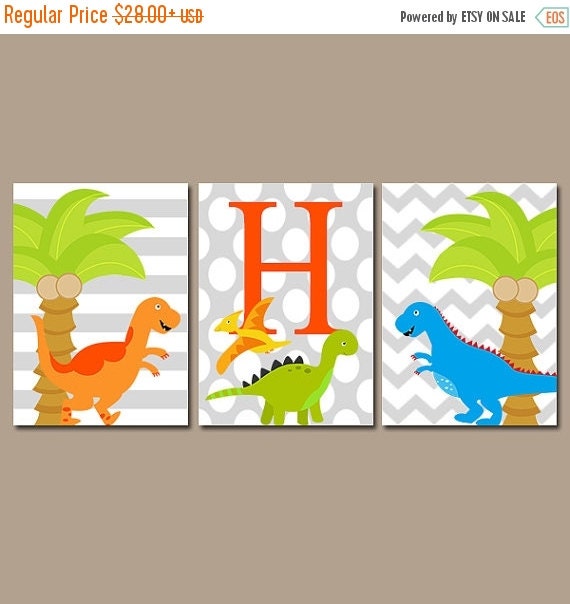 Boy DINOSAUR Wall Art Boy DINOSAUR Nursery Baby Boy by TRMdesign