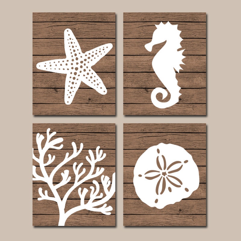 Beach BATHROOM Wall Art CANVAS or Prints Nautical Coastal