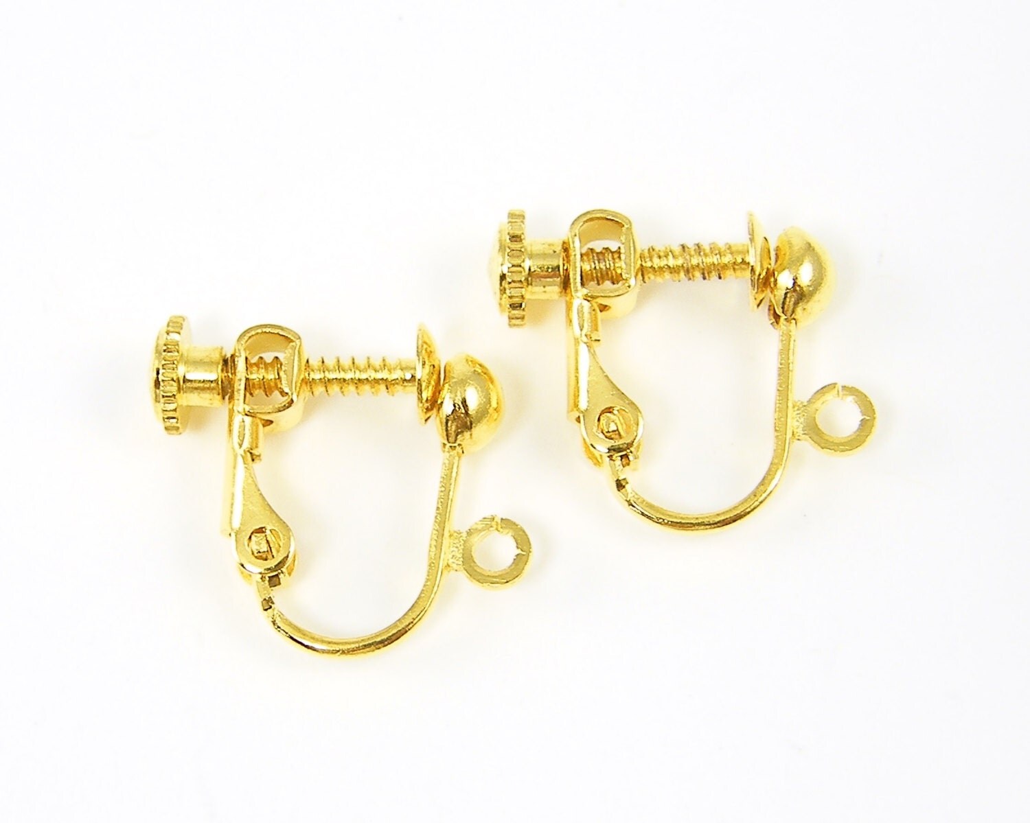 4 Pcs Gold Clip on Earring Findings Bright Gold Plated Screw