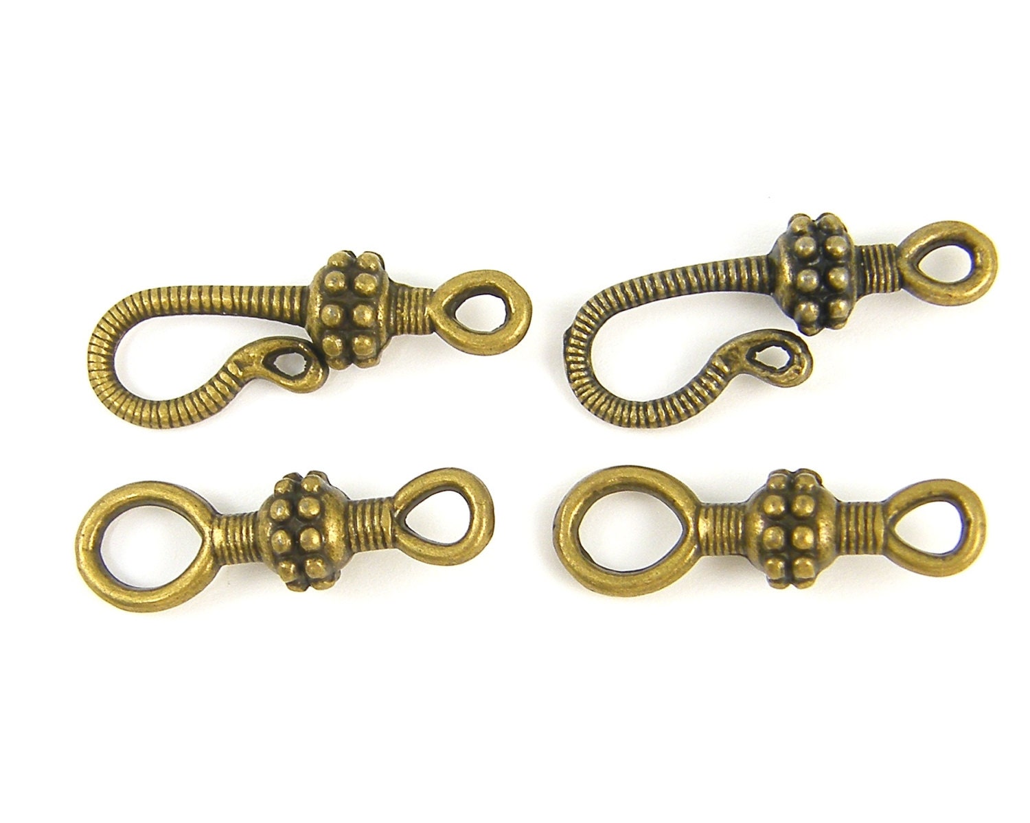 Antique Brass Hook and Eye Clasp Granulated by TheBeadDreamer