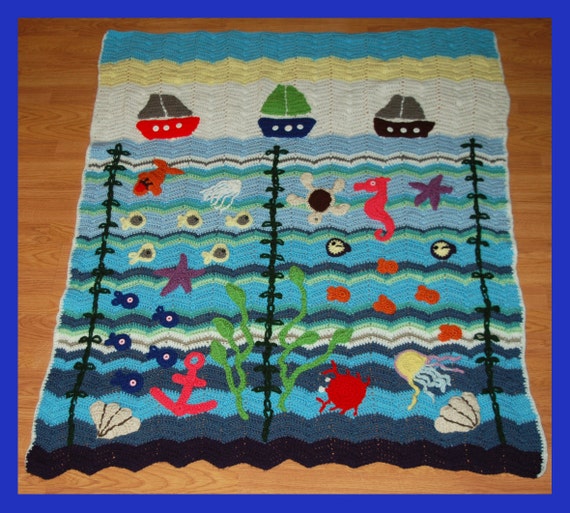 pattern blanket crochet baby of Crochet Sea Ocean Blanket Crochet Blanket. Blanket Crochet