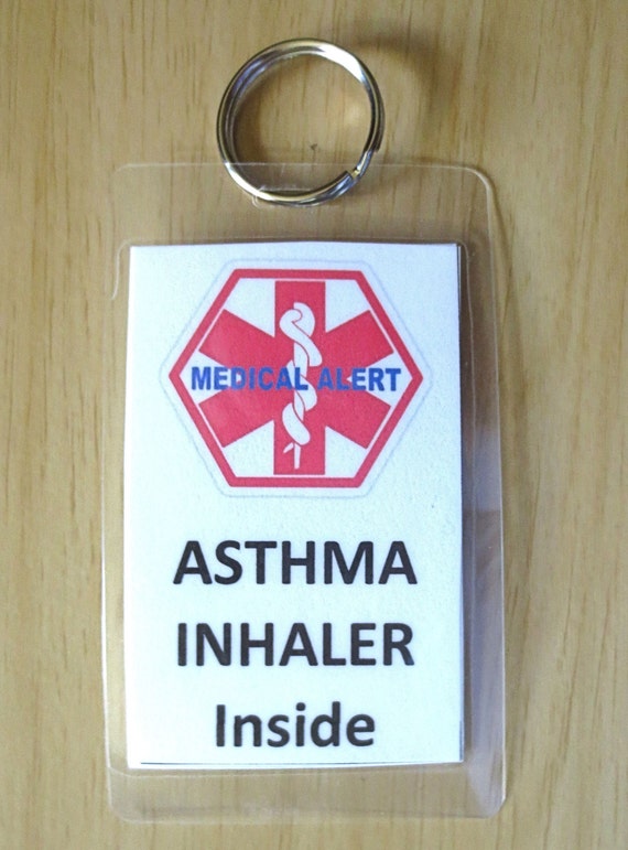 Medical alert tag Asthma Inhaler Inside laminated tag with