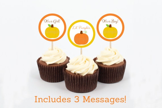Details About Pumpkin Chevron Gender Neutral Cupcake Toppers Party Favor Tags Printable - free printable roblox cupcake toppers cupcake toppers free