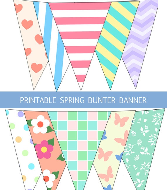 Printable Spring Bunting BannerSpring Theme Pastel Colors