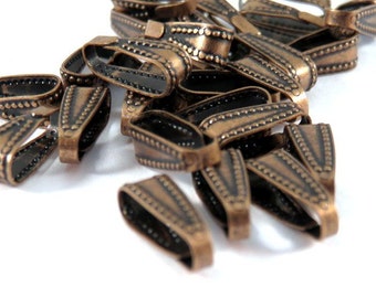 25 Antique Copper Bail Snap On Plated Pendant Bail 10mm - 25 pc - F4147SB-AC25