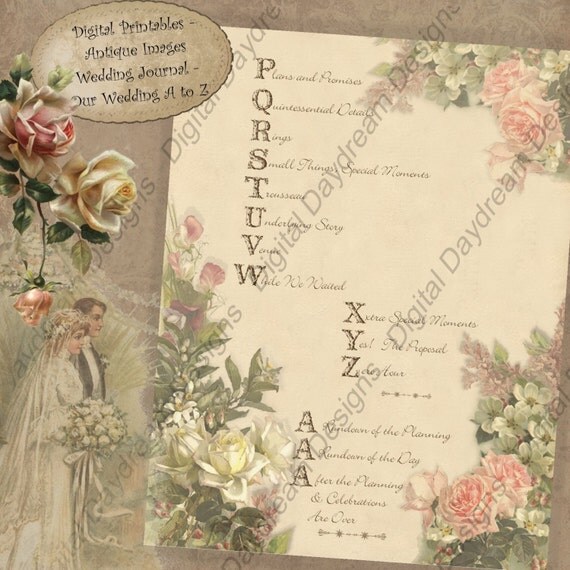Printable Wedding Journal | printable wedding journal victorian style album a to z Printable Wedding Journal | printable wedding journal victorian style album a to z