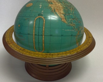 Huge 50s Vintage 16 inch Physical-Political Terrestrial Crams Globe Tabletop
