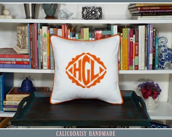 The Veronique Applique Monogrammed Pillow Cover - 16 x 16 square