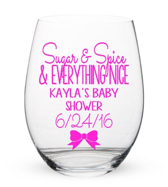 Personalized Baby Girl Shower Wine Glass by SaidInStoneOnline