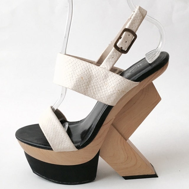 Sandales à Talons Aiguilles Vintage OroNero - Plateforme Liège, Couleur étain - Taille 39 (US 8.5)