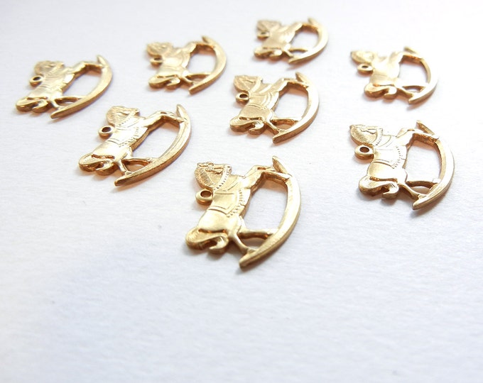 8 Brass Rocking Horse Charms