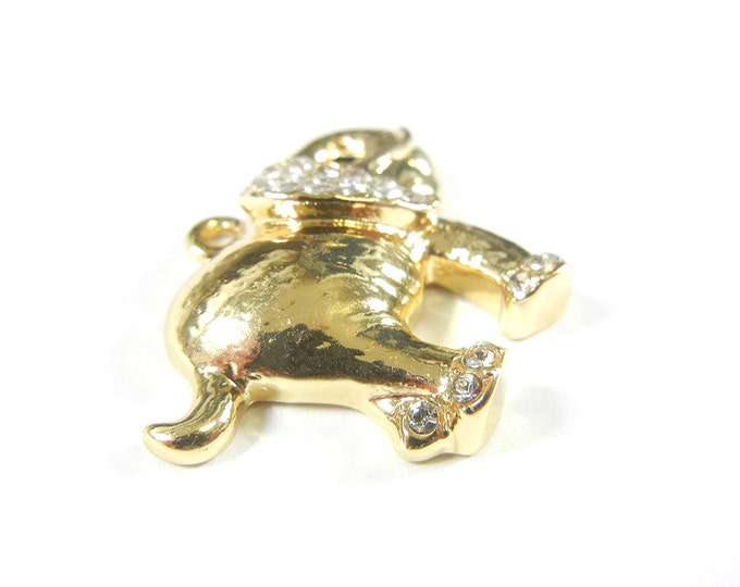 Elephant Charm Gold-tone Rhinestones