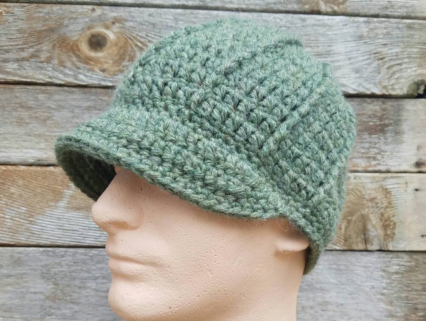 Mens Brimmed Beanie Mens Hat Guys Hat Mens Brimmed Hat Green