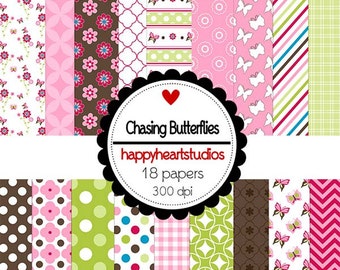 Digital Scrapbook ChasingButterflies-INSTANT DOWNLOAD
