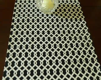 Black & White Table Runner. Contemporary Table Runner. Waverly Design 72" Runner. Year 'Round Table Runner.