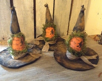 Primitive Grungy Witch Hat Ornies Pattern