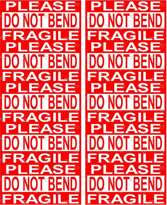 Do Not Bend Labels Fragile Do Not Bend Custom Digital Printable 