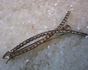 vintage barrette Hair clip beautiful pronged rhinestone