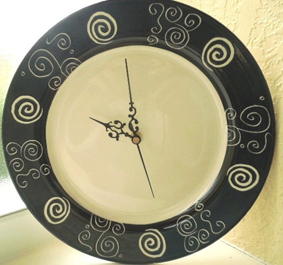 Upcycled Wall Clock Dinnerware Clock Dinner by CarolSchiffStudio