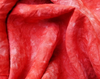 Red Hand Dyed Embroidery Fabric, Organic Hemp Fabric for Embroidery, Extra Wide Quarter Yard, Embroidery Material, Rouille Provence