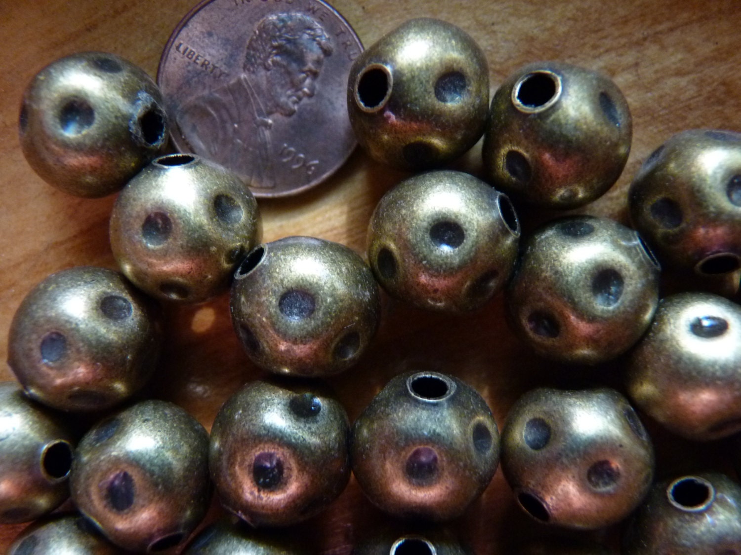 Vintage solid brass beads in brass or silver tone from thepeartreebrookline on Etsy Studio