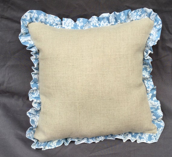 Handmade Linen Pillow with Hand Stenciled by JuniperHillAntiques