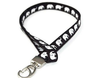Elephant Fabric Lanyard - Name Tag ID Badge Holder - Key Strap