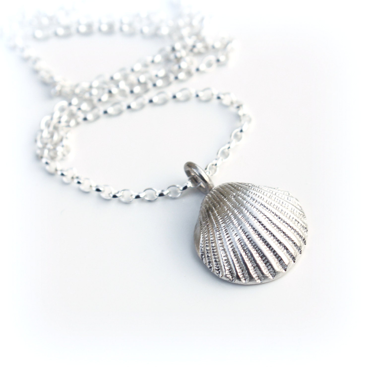 Silver Clam Shell Necklace Fine Silver Shell Necklace