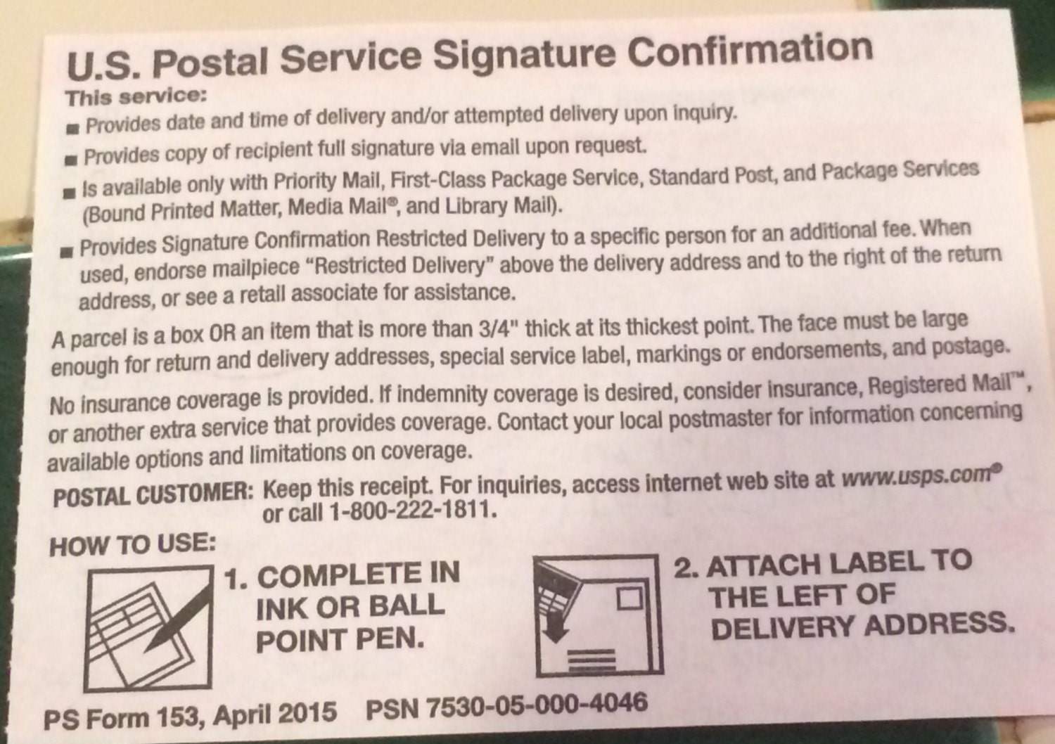 Signature confirmation